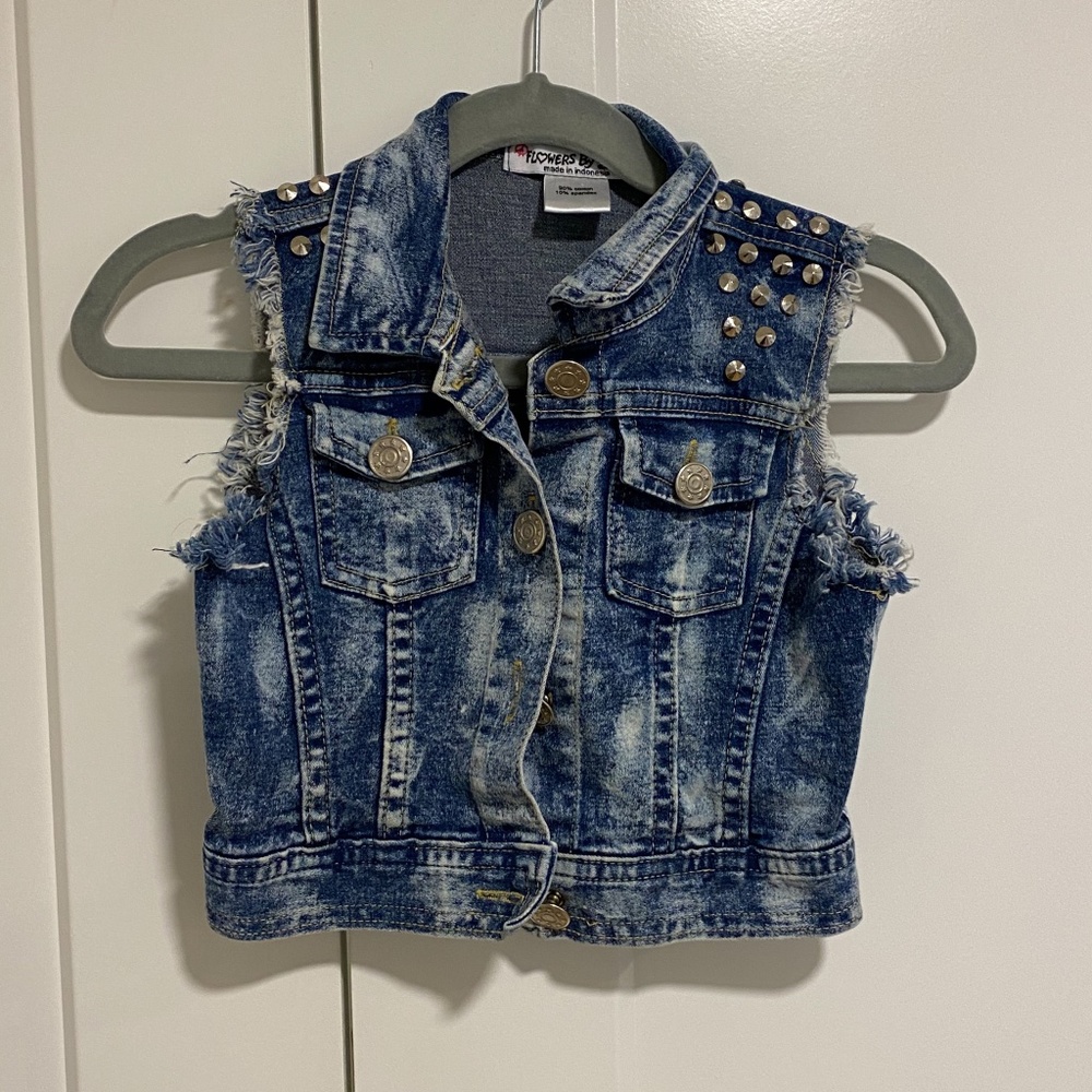 Toddler Girls Studded Denim Vest